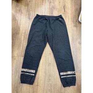 Y2K Pink Victoria Secret Women's Black Sweat Pants Size M Gold Sequin Sparkle